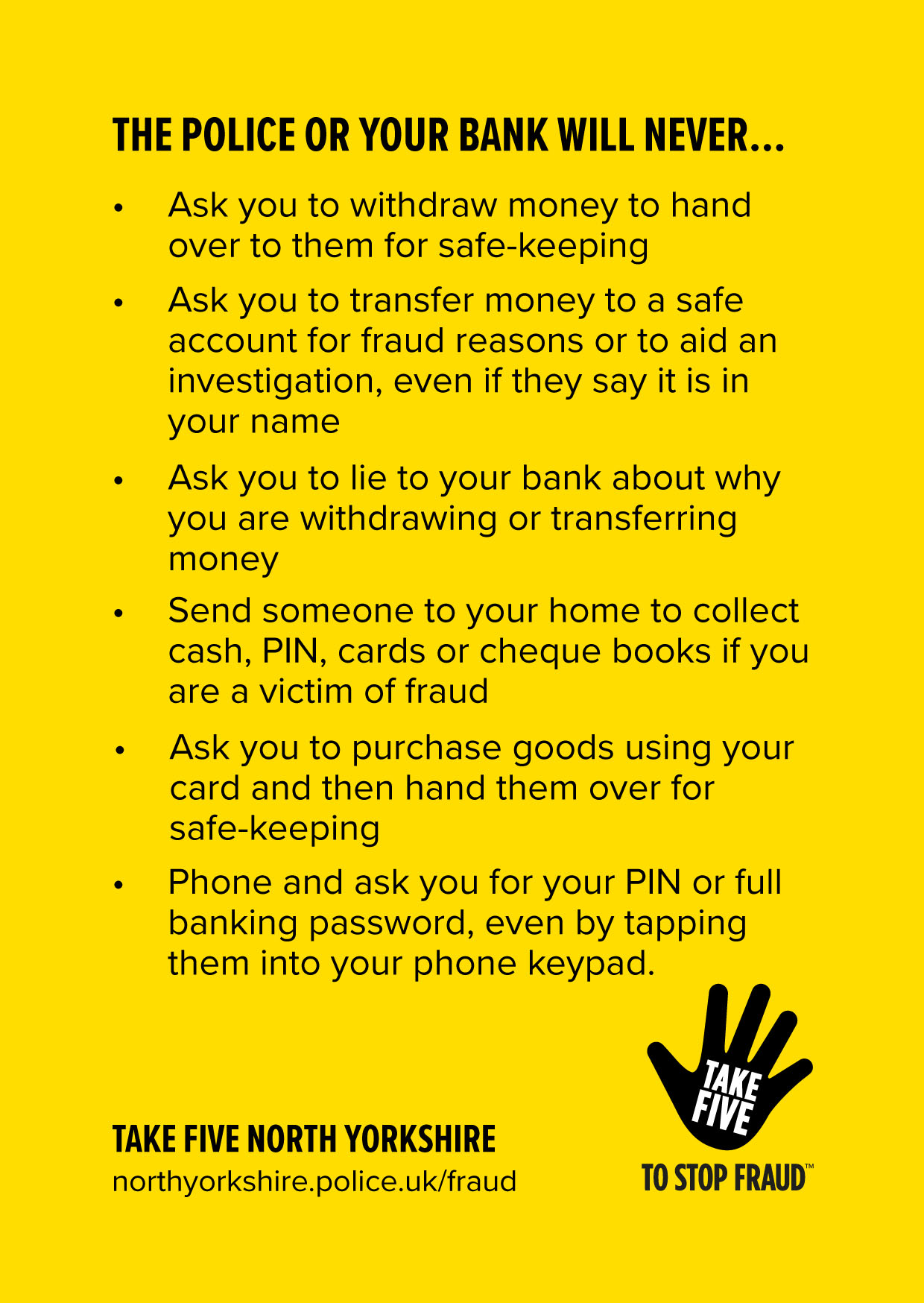 Take Five - The police or your bank will never